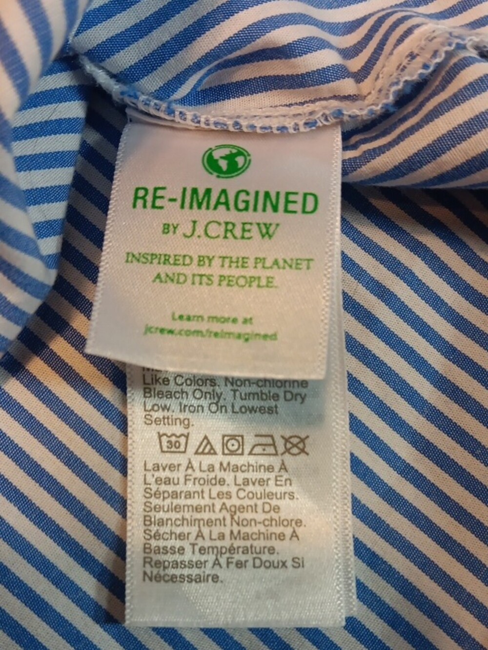 J. Crew Blue and White Pinstripe V-Neck Ruffle-Sleeve Top Size Medium - Picture 8 of 12